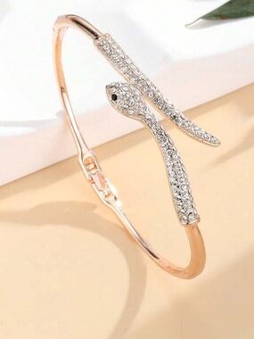 Golden Pave Snake Bangle Bracelet